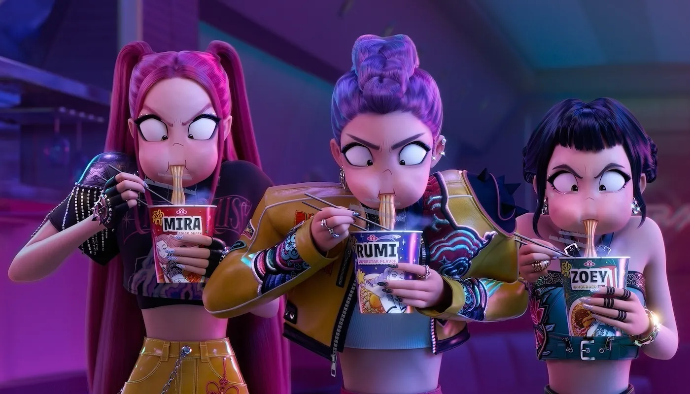 K-Pop Demon Hunters movie poster showing animated K-Pop idols